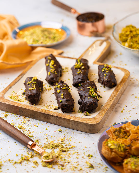 Chocolate-Dipped Stuffed Baklava